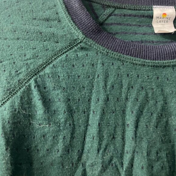 Marine Layer Atkins Reversible Raglan Crewneck Sweater - Polka Dot and Stripe - Picture 5 of 10